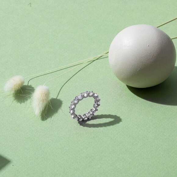 Women's 14K Gold Plated Rings Cubic Zirconia Love Ring Stackable 4mm - Picture 3 of 5